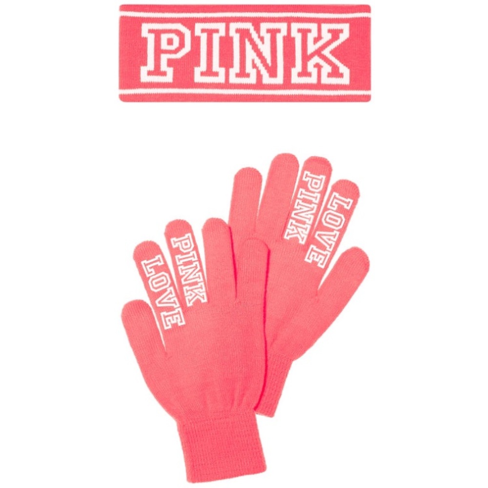 NWT Victoria’s Secret PINK Knit Headband & Gloves